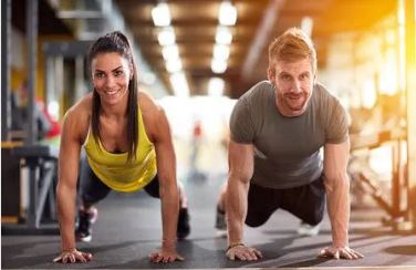 women and mam exercise